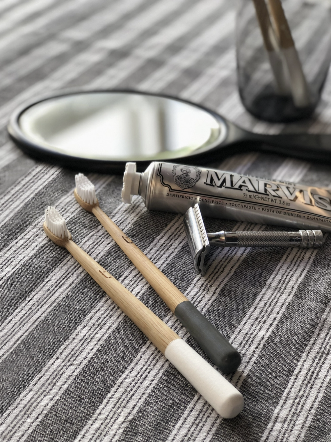 Grey Bamboo Toothbrush with Medium Castor Oil Bristles
