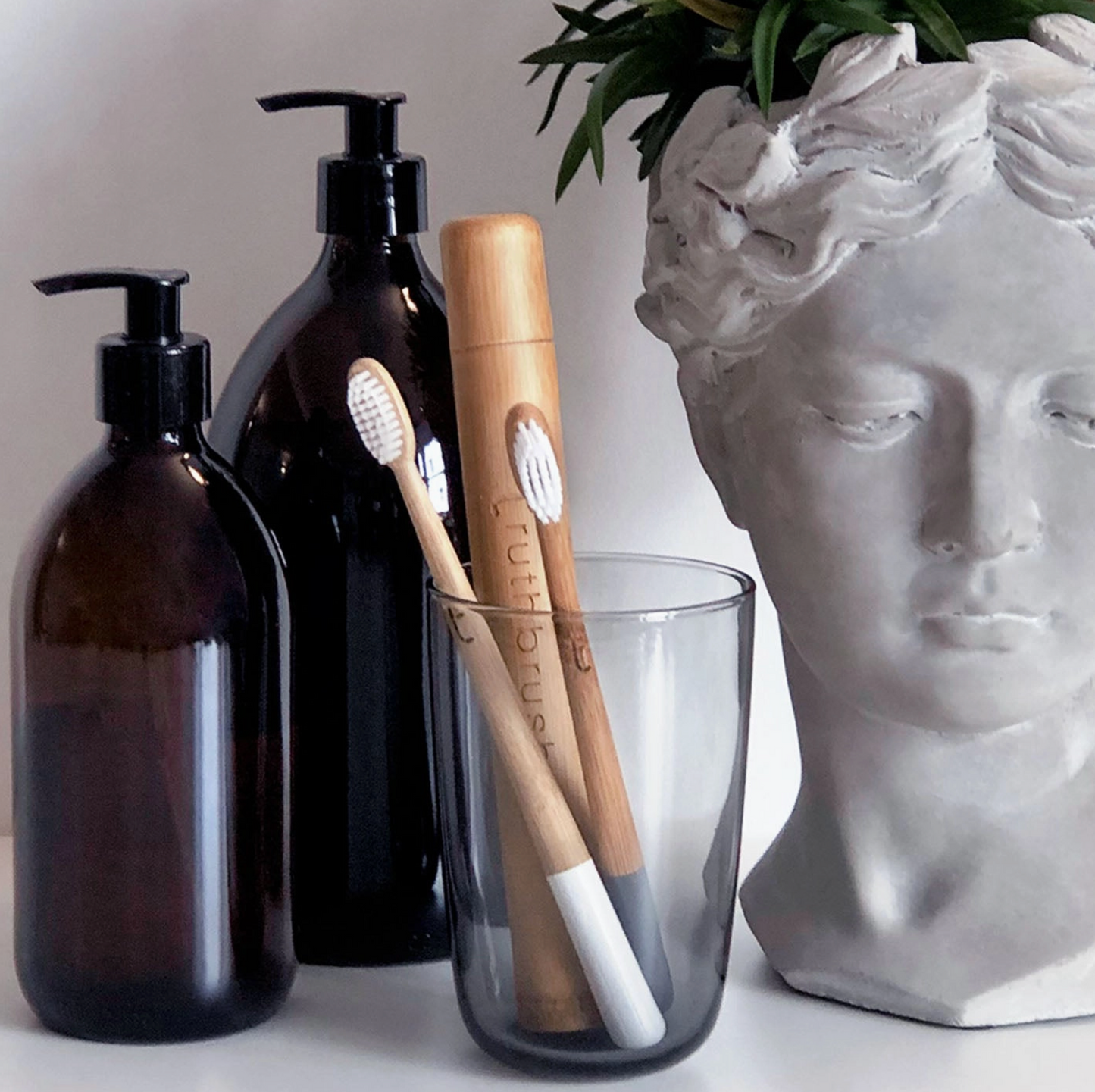 Grey Bamboo Toothbrush with Medium Castor Oil Bristles