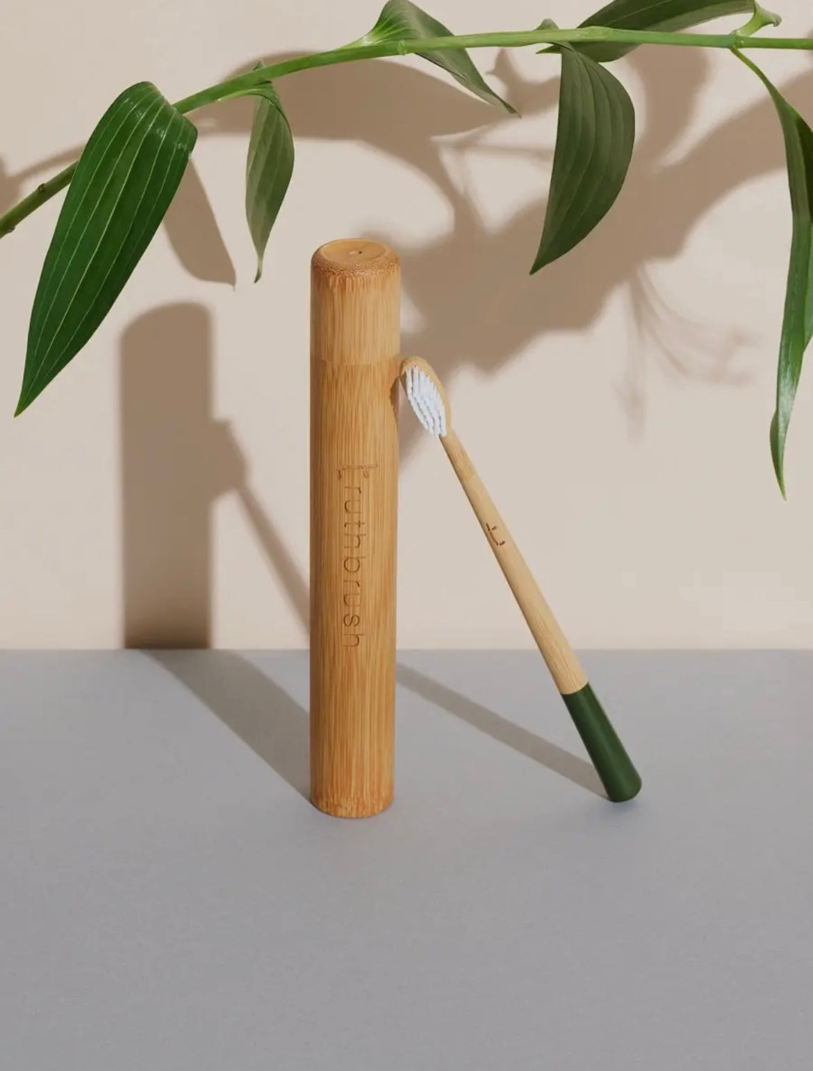 Green Bamboo Toothbrush with Medium Castor Oil Bristles