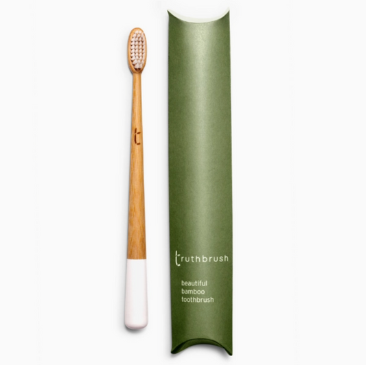 White Bamboo Toothbrush with Medium Castor Oil Bristles