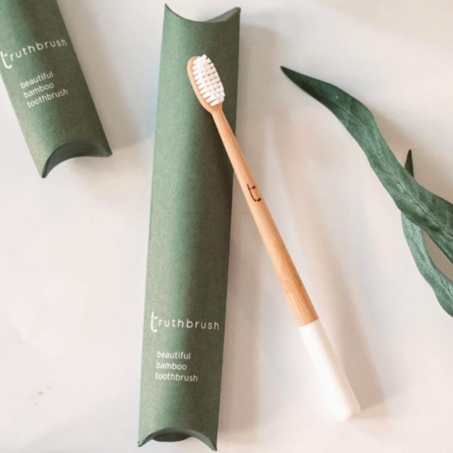 White Bamboo Toothbrush with Soft Castor Oil Bristles