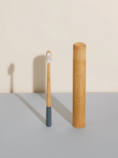 Grey Bamboo Toothbrush with Soft Castor Oil Bristles