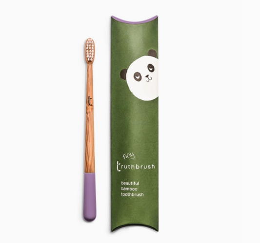 Purple Tiny Bamboo Toothbrush with Soft Bristles for Kids